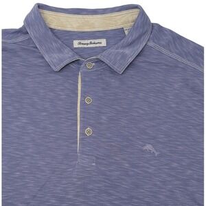 Tommy Bahama Mens Blue Heathered Polo Shirt Short Sleeve Tencel Modal Big 2XLB